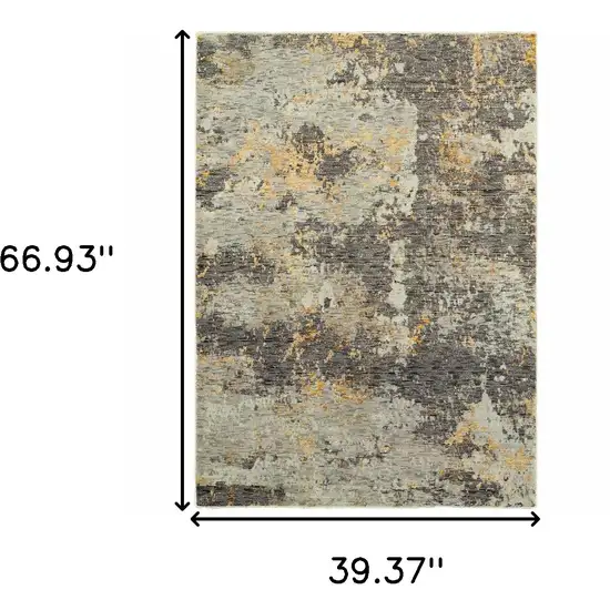 Grey And Gold Abstract Power Loom Stain Resistant Area Rug Photo 5