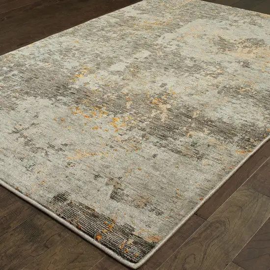 Grey And Gold Abstract Power Loom Stain Resistant Area Rug Photo 4