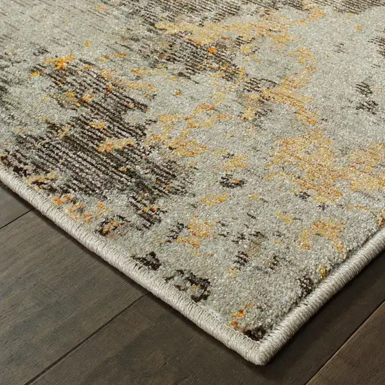 Grey And Gold Abstract Power Loom Stain Resistant Area Rug Photo 3