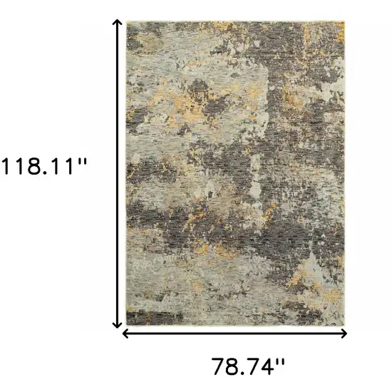 Grey And Gold Abstract Power Loom Stain Resistant Area Rug Photo 5