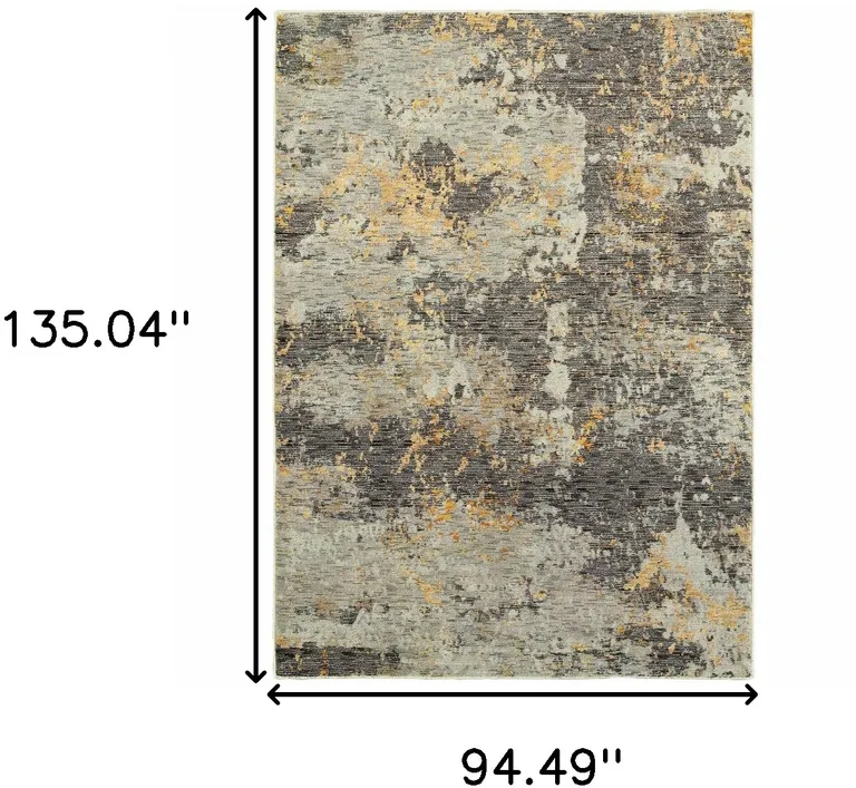 Grey And Gold Abstract Power Loom Stain Resistant Area Rug Photo 5