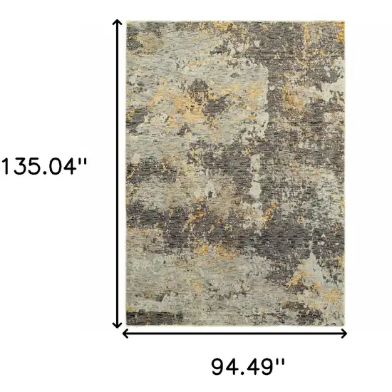 Grey And Gold Abstract Power Loom Stain Resistant Area Rug Photo 5