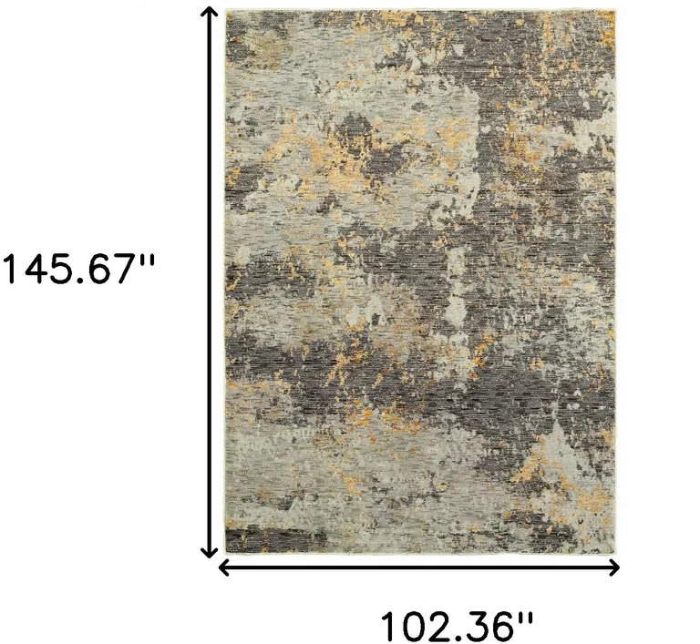 Grey And Gold Abstract Power Loom Stain Resistant Area Rug Photo 5