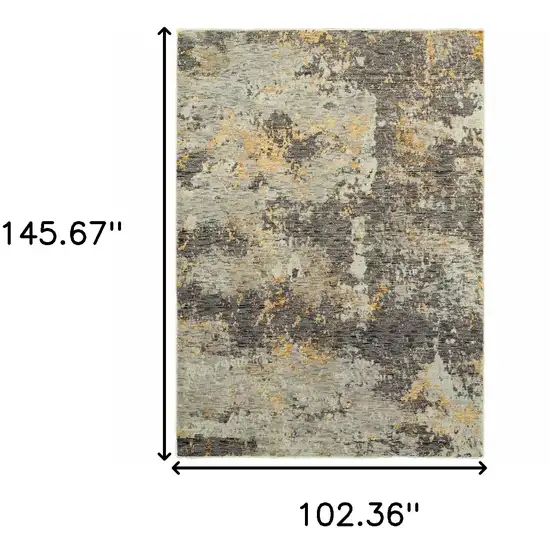 Grey And Gold Abstract Power Loom Stain Resistant Area Rug Photo 5