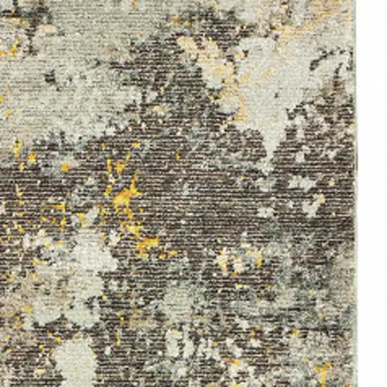 Grey And Gold Abstract Power Loom Stain Resistant Runner Rug Photo 3