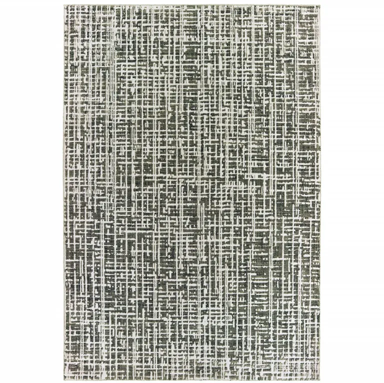 Grey And Ivory Abstract Power Loom Stain Resistant Area Rug Photo 1