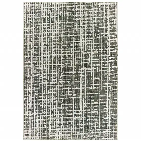 Grey And Ivory Abstract Power Loom Stain Resistant Area Rug Photo 1