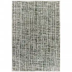 Photo of Grey And Ivory Abstract Power Loom Stain Resistant Area Rug