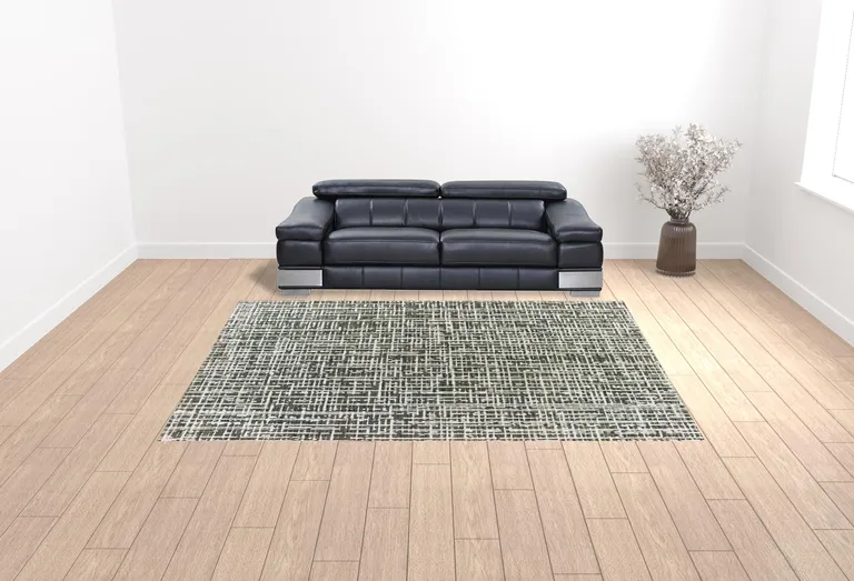 Grey And Ivory Abstract Power Loom Stain Resistant Area Rug Photo 2