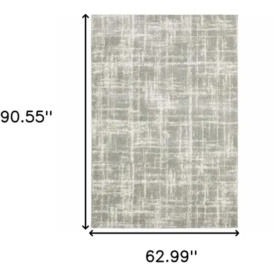 Grey And Ivory Abstract Shag Power Loom Stain Resistant Area Rug Photo 10