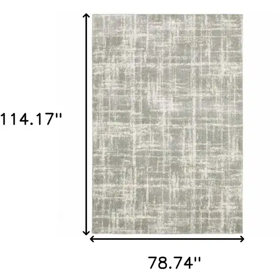 Grey And Ivory Abstract Shag Power Loom Stain Resistant Area Rug Photo 10