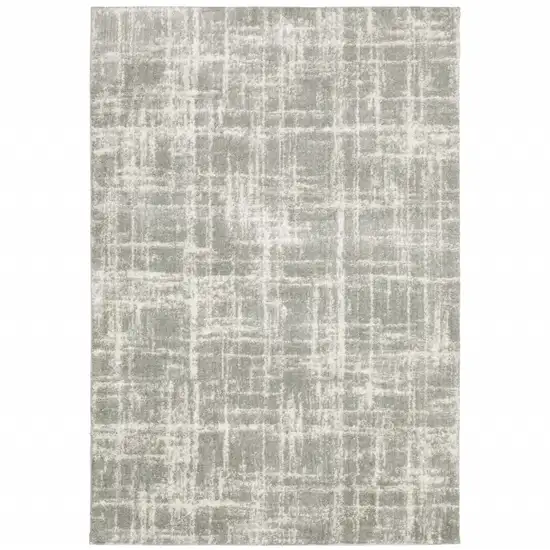 Grey And Ivory Abstract Shag Power Loom Stain Resistant Area Rug Photo 1