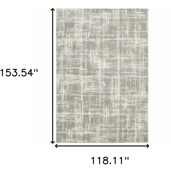 Grey And Ivory Abstract Shag Power Loom Stain Resistant Area Rug Photo 9