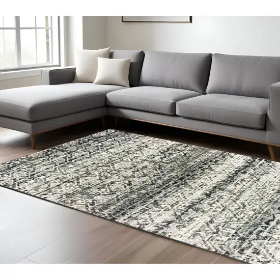 Gray and Ivory Geometric Power Loom Area Rug Photo 1