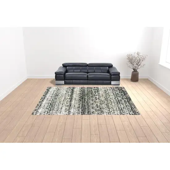 Grey And Ivory Geometric Power Loom Stain Resistant Area Rug Photo 2