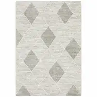 Photo of Grey And Ivory Geometric Power Loom Stain Resistant Area Rug