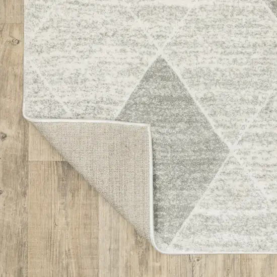 Grey And Ivory Geometric Power Loom Stain Resistant Area Rug Photo 6