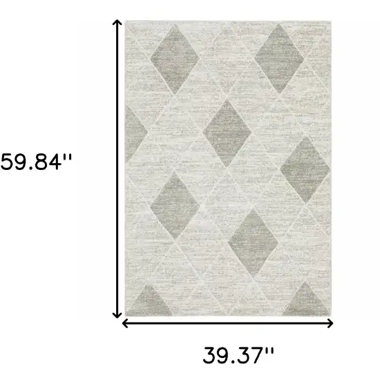 Grey And Ivory Geometric Power Loom Stain Resistant Area Rug Photo 10