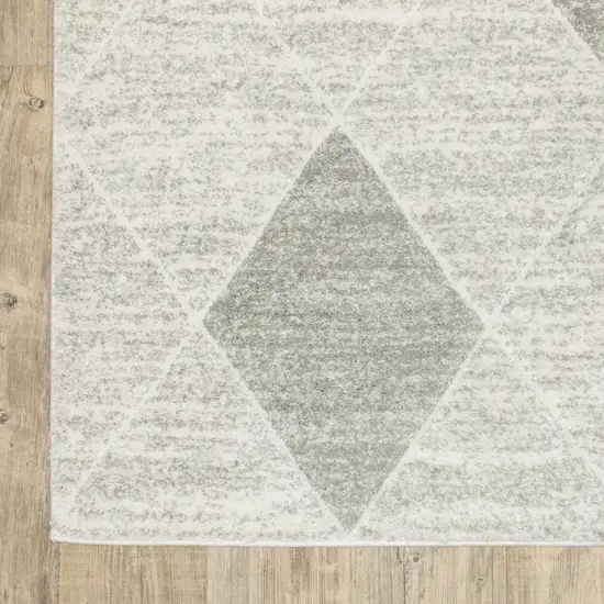 Grey And Ivory Geometric Power Loom Stain Resistant Area Rug Photo 7