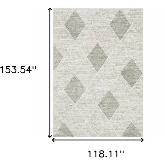 Grey And Ivory Geometric Power Loom Stain Resistant Area Rug Photo 10