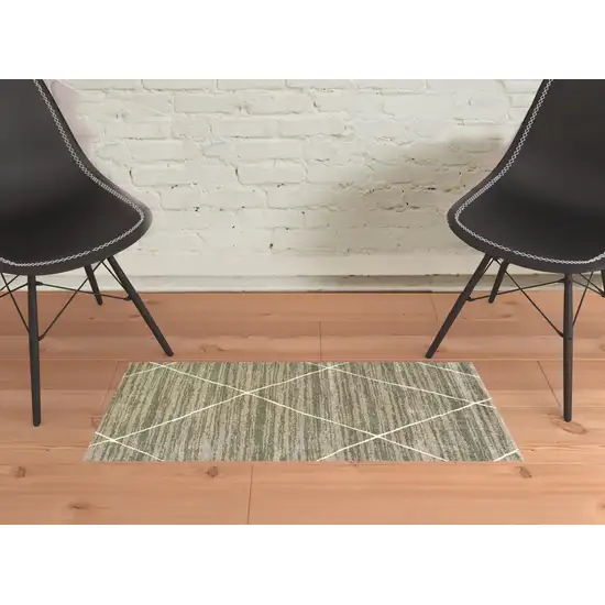 Grey And Ivory Geometric Power Loom Stain Resistant Area Rug Photo 2