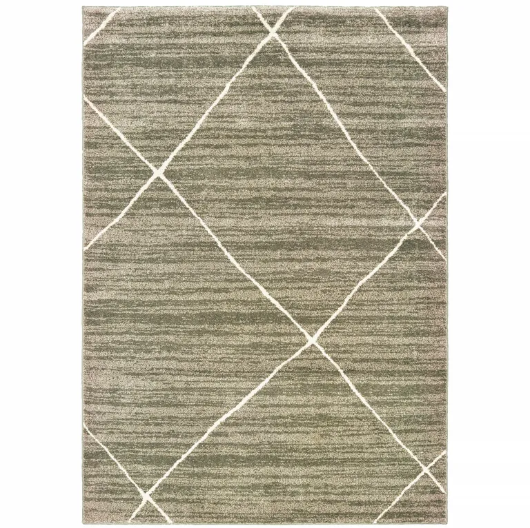 Grey And Ivory Geometric Power Loom Stain Resistant Area Rug Photo 1