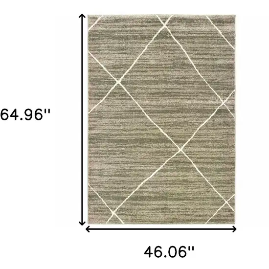 Grey And Ivory Geometric Power Loom Stain Resistant Area Rug Photo 8