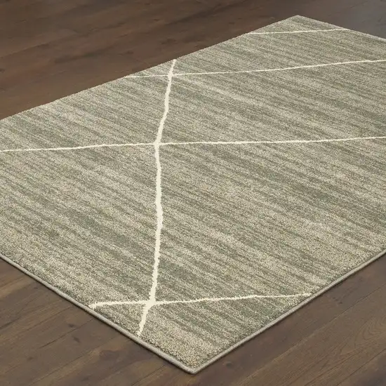 Grey And Ivory Geometric Power Loom Stain Resistant Area Rug Photo 5