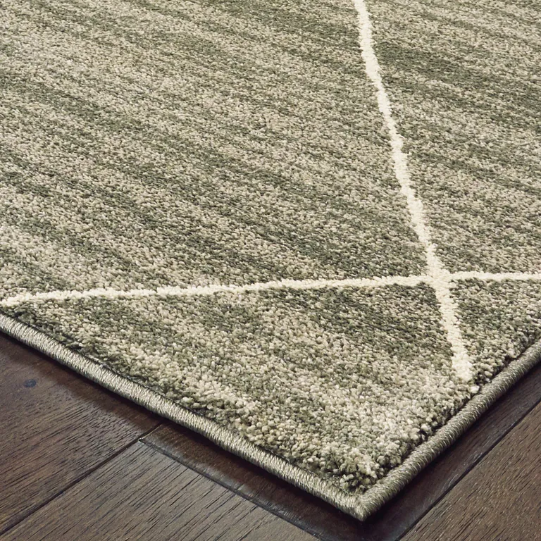 Grey And Ivory Geometric Power Loom Stain Resistant Area Rug Photo 4