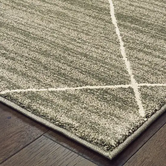 Grey And Ivory Geometric Power Loom Stain Resistant Runner Rug Photo 4