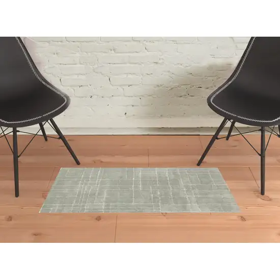 Grey And Ivory Geometric Shag Power Loom Stain Resistant Area Rug Photo 2