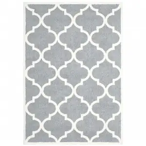 Photo of Grey And Ivory Geometric Shag Power Loom Stain Resistant Area Rug