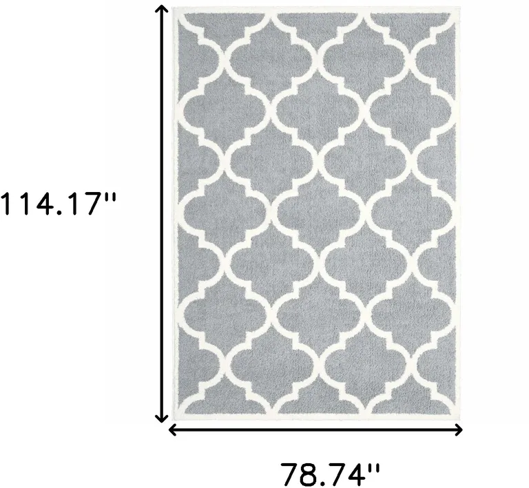 Grey And Ivory Geometric Shag Power Loom Stain Resistant Area Rug Photo 5