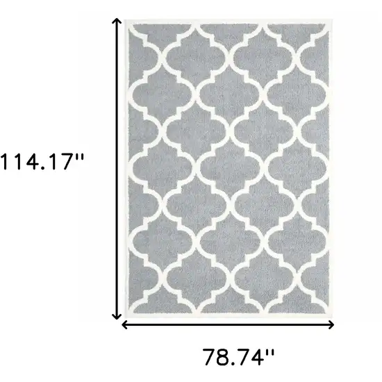 Grey And Ivory Geometric Shag Power Loom Stain Resistant Area Rug Photo 5