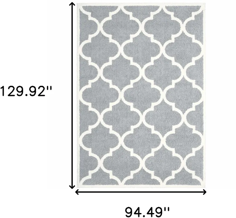 Grey And Ivory Geometric Shag Power Loom Stain Resistant Area Rug Photo 5