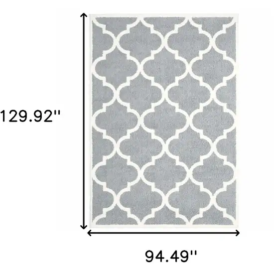 Grey And Ivory Geometric Shag Power Loom Stain Resistant Area Rug Photo 5