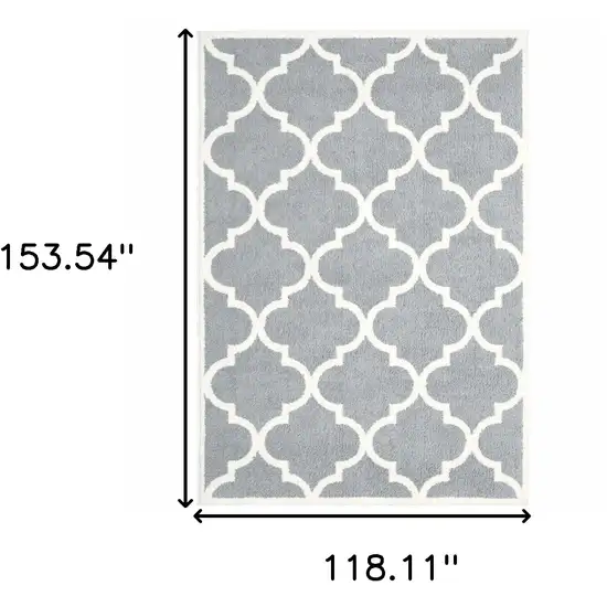 Grey And Ivory Geometric Shag Power Loom Stain Resistant Area Rug Photo 5