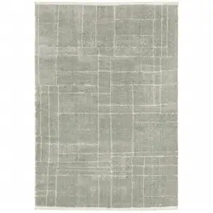 Photo of Grey And Ivory Geometric Shag Power Loom Stain Resistant Area Rug