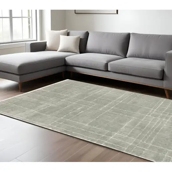 Gray and Ivory Geometric Shag Power Loom Area Rug Photo 1