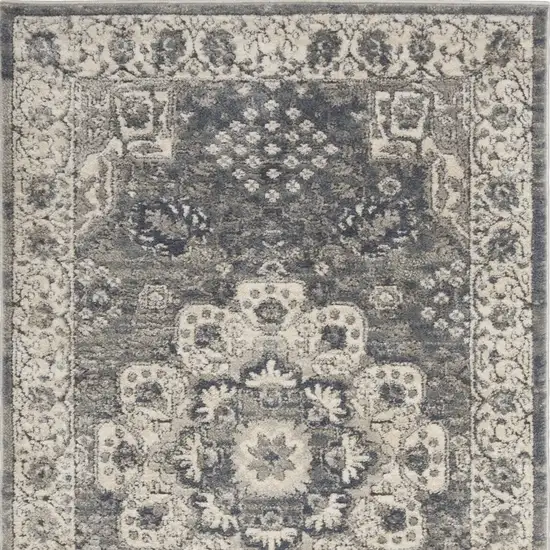 Grey And Ivory Oriental Power Loom Non Skid Area Rug Photo 7