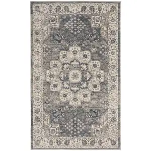 Photo of Grey And Ivory Oriental Power Loom Non Skid Area Rug