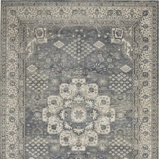 Grey And Ivory Oriental Power Loom Non Skid Area Rug Photo 7