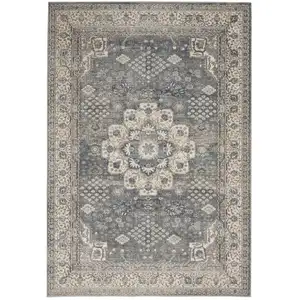 Photo of Grey And Ivory Oriental Power Loom Non Skid Area Rug