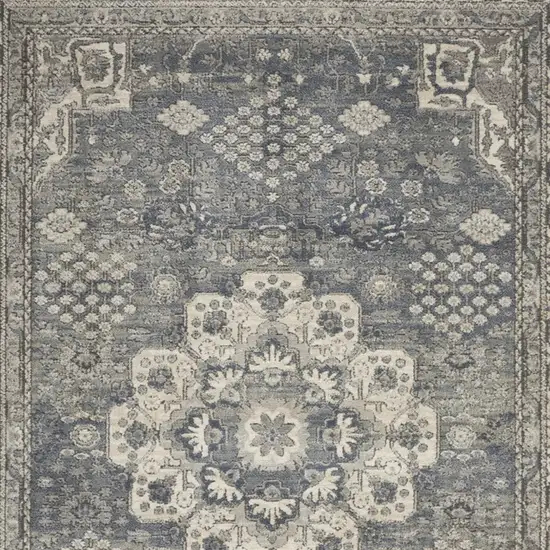 Grey And Ivory Oriental Power Loom Non Skid Area Rug Photo 6