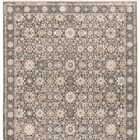 Gray and Ivory Oriental Power Loom Area Rug With Fringe Photo 6