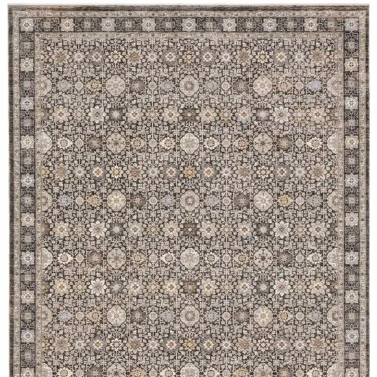 Grey And Ivory Oriental Power Loom Stain Resistant Area Rug With Fringe Photo 9