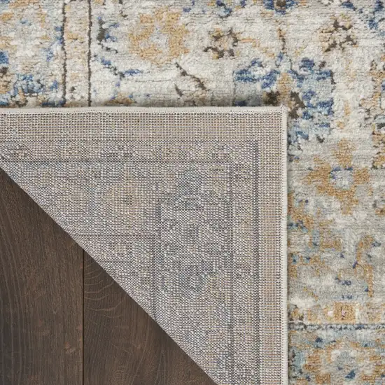 Grey And Light Blue Oriental Power Loom Non Skid Area Rug Photo 8