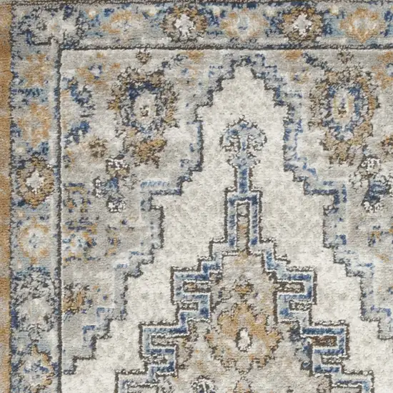 Grey And Light Blue Oriental Power Loom Non Skid Area Rug Photo 3