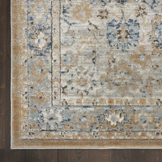 Grey And Light Blue Oriental Power Loom Non Skid Area Rug Photo 4