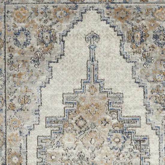 Grey And Light Blue Oriental Power Loom Non Skid Area Rug Photo 3